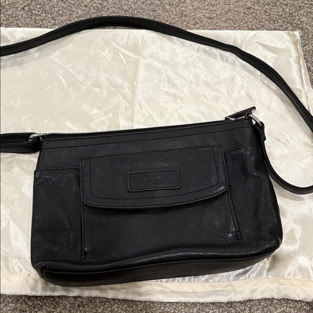 Tignanello Black Leather Crossbody Bag